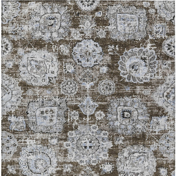 Homeroots 3' Artichoke Green Floral Washable Area Rug - Ideal For Indoor & Outdoor Spaces, Stain Resistant Design 5' X 8' Polyester 579452