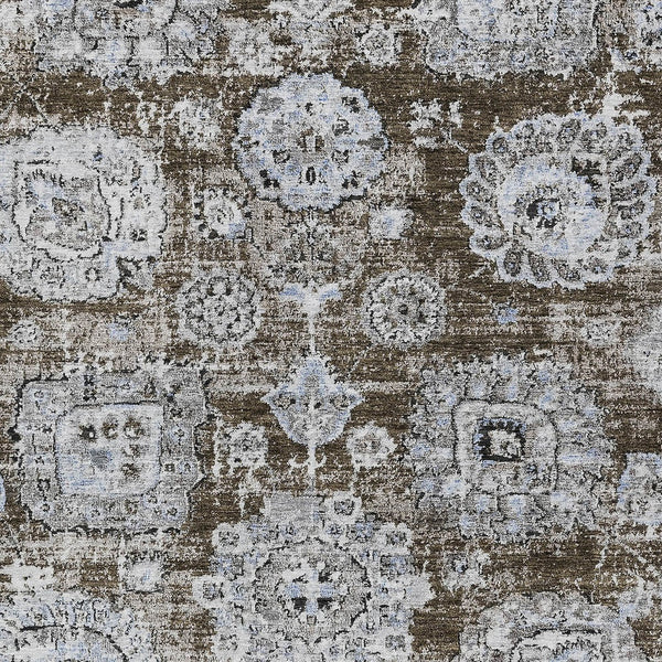 Homeroots 3' Artichoke Green Floral Washable Area Rug - Ideal For Indoor & Outdoor Spaces, Stain Resistant Design 9' X 12' Polyester 579455