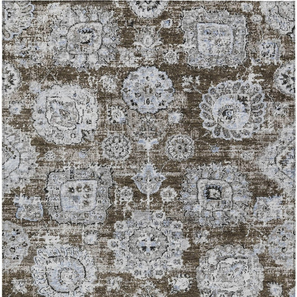 Homeroots 3' Artichoke Green Floral Washable Area Rug - Ideal For Indoor & Outdoor Spaces, Stain Resistant Design 10' X 14' Polyester 579456