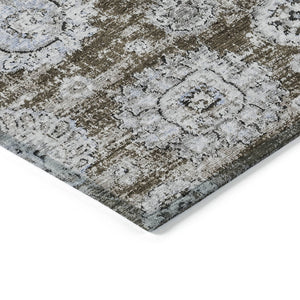 Homeroots 3' Artichoke Green Floral Washable Area Rug - Ideal For Indoor & Outdoor Spaces, Stain Resistant Design 10' X 14' Polyester 579456