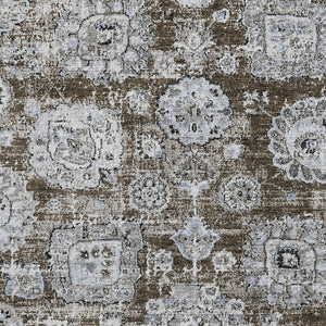 Homeroots 3' Artichoke Green Floral Washable Area Rug - Ideal For Indoor & Outdoor Spaces, Stain Resistant Design 10' X 14' Polyester 579456