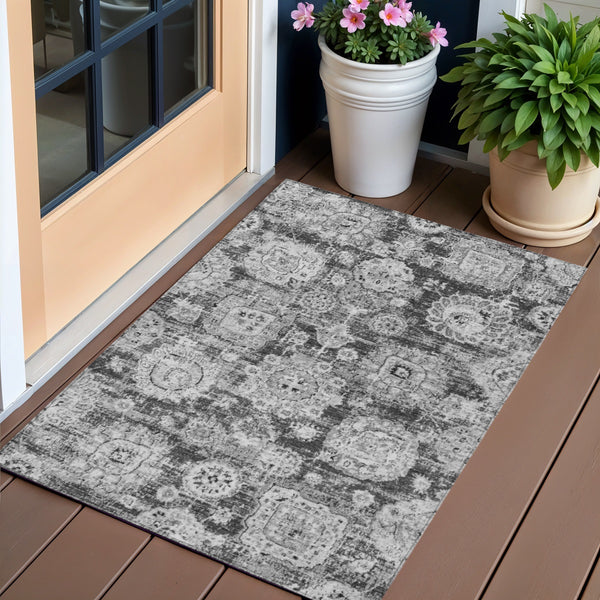 Homeroots 3' Artichoke Green Floral Washable Area Rug - Ideal For Indoor & Outdoor Spaces, Stain Resistant Design 3' X 5' Polyester 579457