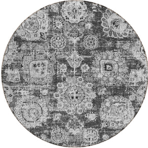 Homeroots 3' Artichoke Green Floral Washable Area Rug - Ideal For Indoor & Outdoor Spaces, Stain Resistant Design 8' Round Polyester 579459