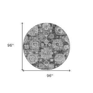 Homeroots 3' Artichoke Green Floral Washable Area Rug - Ideal For Indoor & Outdoor Spaces, Stain Resistant Design 8' Round Polyester 579459