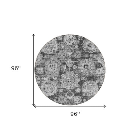 Homeroots 3' Artichoke Green Floral Washable Area Rug - Ideal For Indoor & Outdoor Spaces, Stain Resistant Design 8' Round Polyester 579459