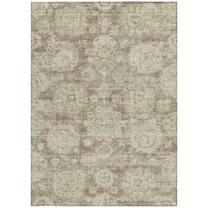 Homeroots 3' Artichoke Green Floral Washable Area Rug - Ideal For Indoor & Outdoor Spaces, Stain Resistant Design 5' X 8' Polyester 579464