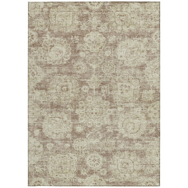 Homeroots 3' Artichoke Green Floral Washable Area Rug - Ideal For Indoor & Outdoor Spaces, Stain Resistant Design 5' X 8' Polyester 579464