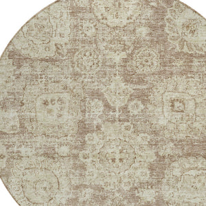 Homeroots 3' Artichoke Green Floral Washable Area Rug - Ideal For Indoor & Outdoor Spaces, Stain Resistant Design 8' Round Polyester 579465