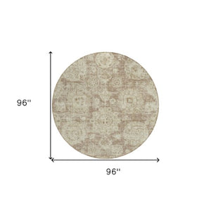 Homeroots 3' Artichoke Green Floral Washable Area Rug - Ideal For Indoor & Outdoor Spaces, Stain Resistant Design 8' Round Polyester 579465