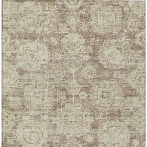 Homeroots 3' Artichoke Green Floral Washable Area Rug - Ideal For Indoor & Outdoor Spaces, Stain Resistant Design 8' X 10' Polyester 579466