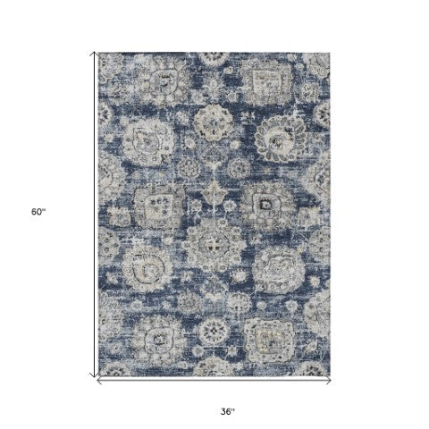 Homeroots 3' Artichoke Green Floral Washable Area Rug - Ideal For Indoor & Outdoor Spaces, Stain Resistant Design 3' X 5' Polyester 579469