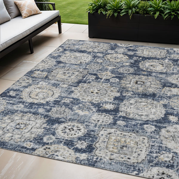 Homeroots 3' Artichoke Green Floral Washable Area Rug - Ideal For Indoor & Outdoor Spaces, Stain Resistant Design 5' X 8' Polyester 579470