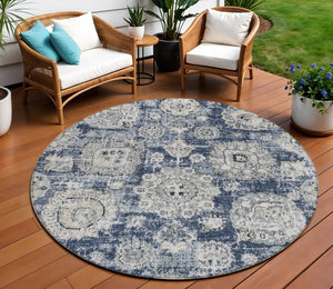Homeroots 3' Artichoke Green Floral Washable Area Rug - Ideal For Indoor & Outdoor Spaces, Stain Resistant Design 8' Round Polyester 579471