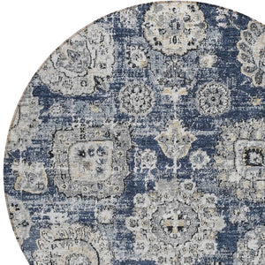 Homeroots 3' Artichoke Green Floral Washable Area Rug - Ideal For Indoor & Outdoor Spaces, Stain Resistant Design 8' Round Polyester 579471