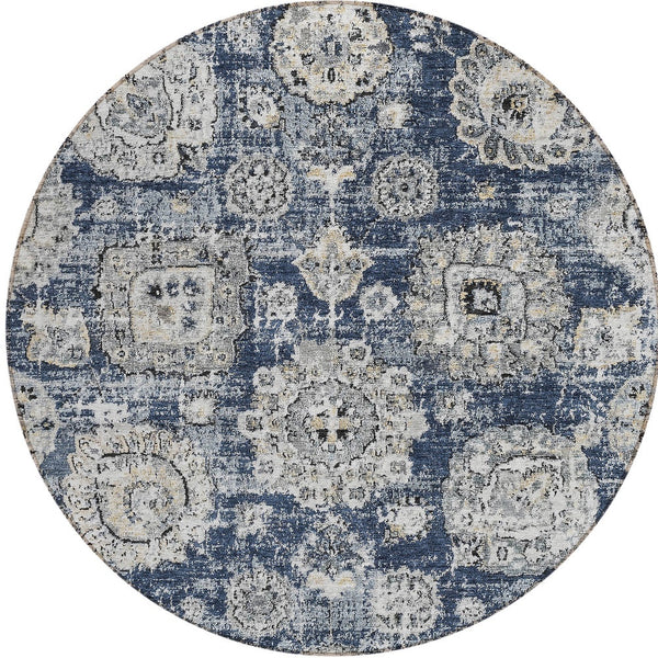 Homeroots 3' Artichoke Green Floral Washable Area Rug - Ideal For Indoor & Outdoor Spaces, Stain Resistant Design 8' Round Polyester 579471