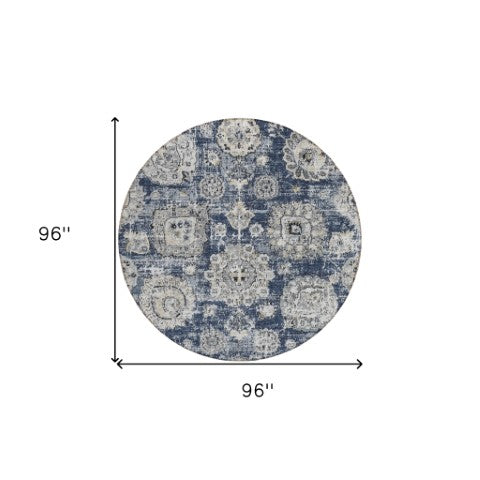 Homeroots 3' Artichoke Green Floral Washable Area Rug - Ideal For Indoor & Outdoor Spaces, Stain Resistant Design 8' Round Polyester 579471