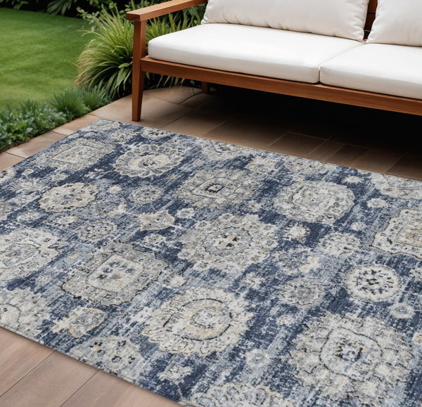 Homeroots 3' Artichoke Green Floral Washable Area Rug - Ideal For Indoor & Outdoor Spaces, Stain Resistant Design 8' X 10' Polyester 579472