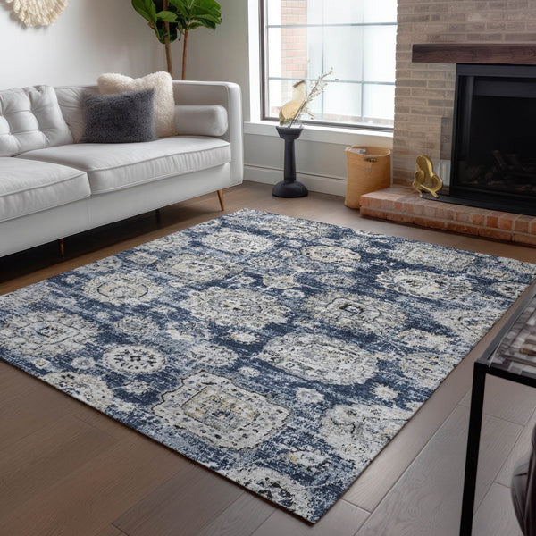 Homeroots 3' Artichoke Green Floral Washable Area Rug - Ideal For Indoor & Outdoor Spaces, Stain Resistant Design 9' X 12' Polyester 579473