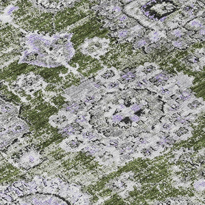 Homeroots 3' Artichoke Green Floral Washable Area Rug - Ideal For Indoor & Outdoor Spaces, Stain Resistant Design 8' Round Polyester 579477