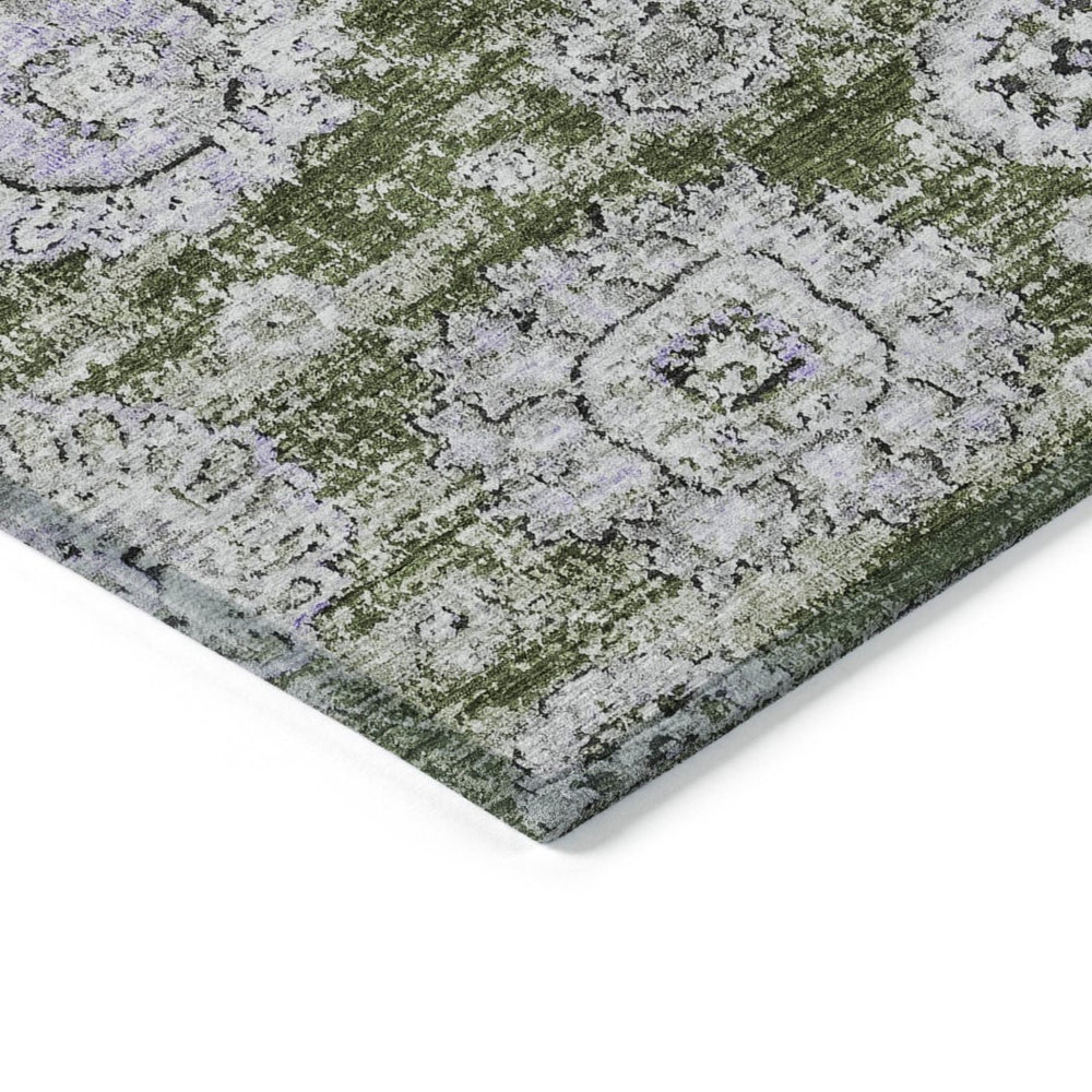 HomeRoots 9' Classic Floral Area Rug in Olive Green and Gray – Durable, Washable Design for Indoor and Outdoor Use 9' X 12' 579479