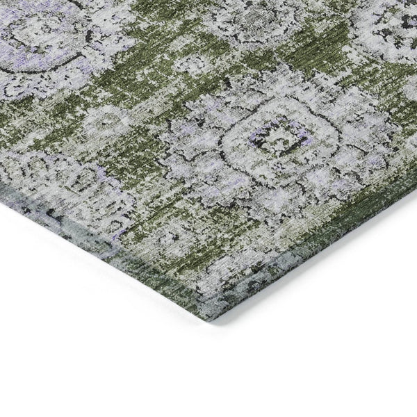 HomeRoots 9' Classic Floral Area Rug in Olive Green and Gray – Durable, Washable Design for Indoor and Outdoor Use 9' X 12' 579479