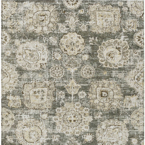 Homeroots 3' Artichoke Green Floral Washable Area Rug - Ideal For Indoor & Outdoor Spaces, Stain Resistant Design 5' X 8' Polyester 579482