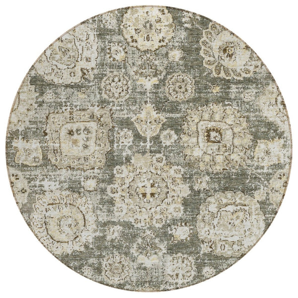 HomeRoots 5' Timeless Floral Area Rug - Washable, Durable, Indoor/Outdoor Design for Stylish Living Spaces 8' Round 579483