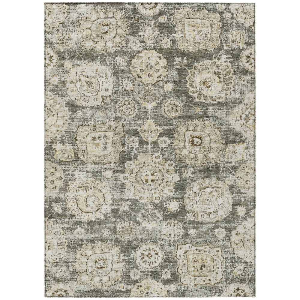 HomeRoots 9' Elegant Taupe-Beige and Gray Floral Area Rug - Durable, Washable Design for Indoor and Outdoor Use 9' X 12' 579485
