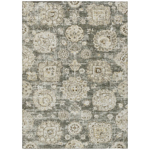 HomeRoots 9' Elegant Taupe-Beige and Gray Floral Area Rug - Durable, Washable Design for Indoor and Outdoor Use 9' X 12' 579485