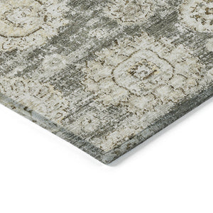 Homeroots 3' Artichoke Green Floral Washable Area Rug - Ideal For Indoor & Outdoor Spaces, Stain Resistant Design 10' X 14' Polyester 579486