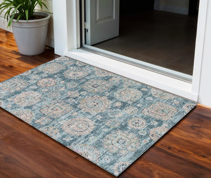 Homeroots 3' Artichoke Green Floral Washable Area Rug - Ideal For Indoor & Outdoor Spaces, Stain Resistant Design 3' X 5' Polyester 579487