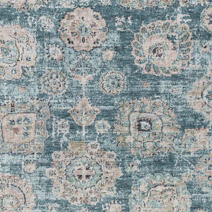 Homeroots 3' Artichoke Green Floral Washable Area Rug - Ideal For Indoor & Outdoor Spaces, Stain Resistant Design 3' X 5' Polyester 579487