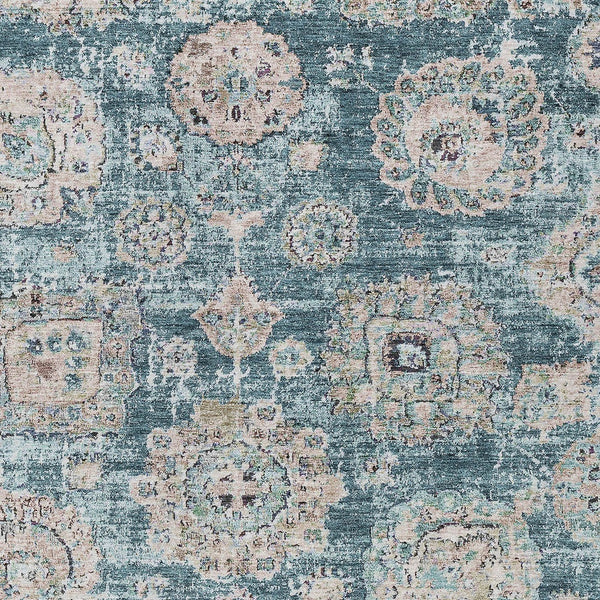 Homeroots 3' Artichoke Green Floral Washable Area Rug - Ideal For Indoor & Outdoor Spaces, Stain Resistant Design 3' X 5' Polyester 579487