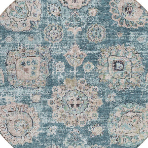 Homeroots 3' Artichoke Green Floral Washable Area Rug - Ideal For Indoor & Outdoor Spaces, Stain Resistant Design 8' Round Polyester 579489