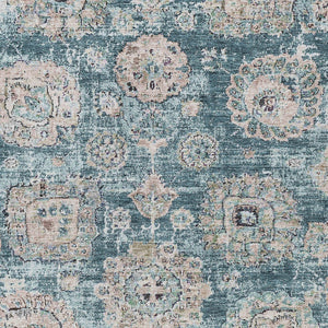 Homeroots 3' Artichoke Green Floral Washable Area Rug - Ideal For Indoor & Outdoor Spaces, Stain Resistant Design 8' X 10' Polyester 579490