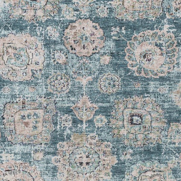 Homeroots 3' Artichoke Green Floral Washable Area Rug - Ideal For Indoor & Outdoor Spaces, Stain Resistant Design 8' X 10' Polyester 579490