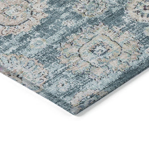 Homeroots 3' Artichoke Green Floral Washable Area Rug - Ideal For Indoor & Outdoor Spaces, Stain Resistant Design 9' X 12' Polyester 579491