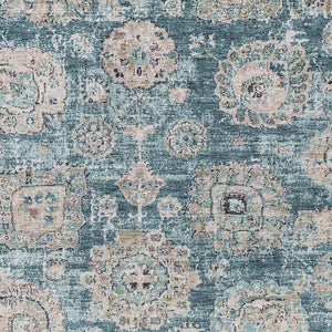 Homeroots 3' Artichoke Green Floral Washable Area Rug - Ideal For Indoor & Outdoor Spaces, Stain Resistant Design 9' X 12' Polyester 579491