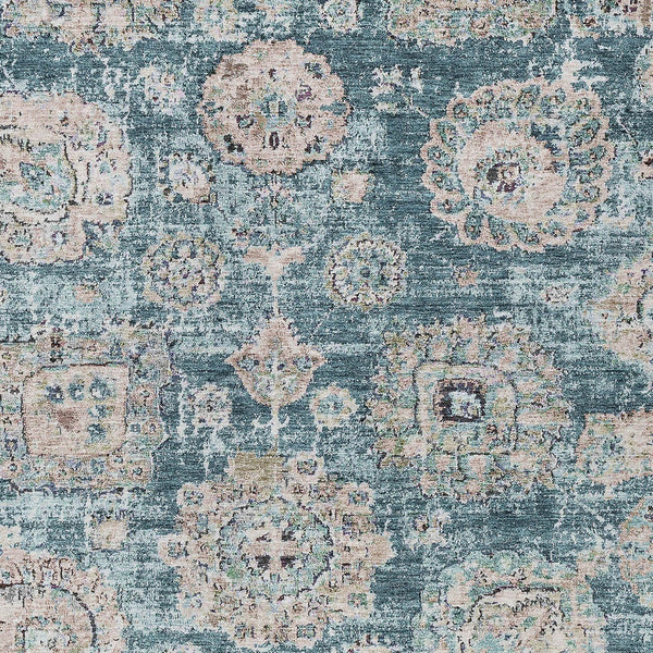 Homeroots 3' Artichoke Green Floral Washable Area Rug - Ideal For Indoor & Outdoor Spaces, Stain Resistant Design 9' X 12' Polyester 579491