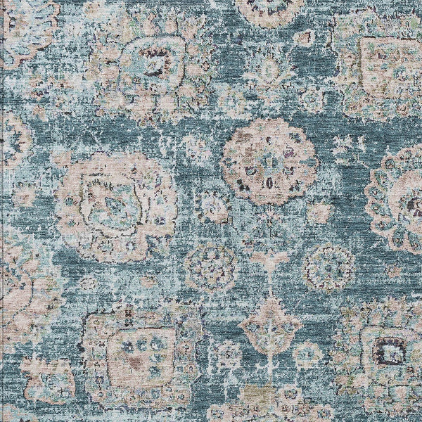 Homeroots 3' Artichoke Green Floral Washable Area Rug - Ideal For Indoor & Outdoor Spaces, Stain Resistant Design 10' X 14' Polyester 579492