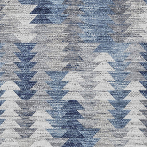 HomeRoots 5' Navy Blue and Sky Blue Geometric Area Rug - Durable, Washable, Modern Design for Indoor/Outdoor Use 8' X 10' 579496