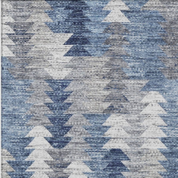 HomeRoots 9' Geometric Indoor-Outdoor Area Rug in Navy and Sky Blue - Durable, Washable, and Stylish Design 9' X 12' 579497