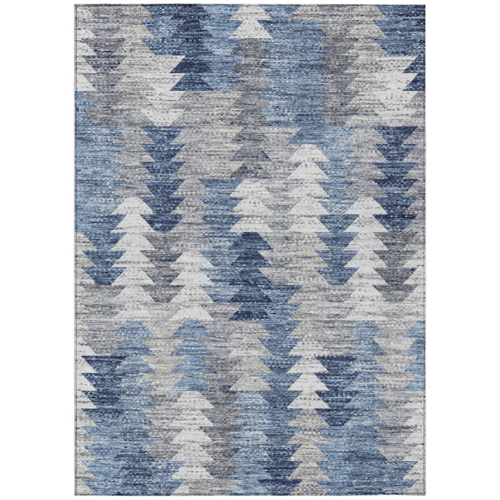 HomeRoots 9' Geometric Indoor-Outdoor Area Rug in Navy and Sky Blue - Durable, Washable, and Stylish Design 9' X 12' 579497