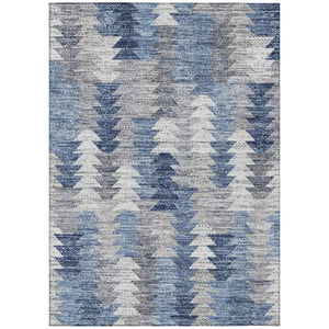 HomeRoots 9' Geometric Indoor-Outdoor Area Rug in Navy and Sky Blue - Durable, Washable, and Stylish Design 9' X 12' 579497