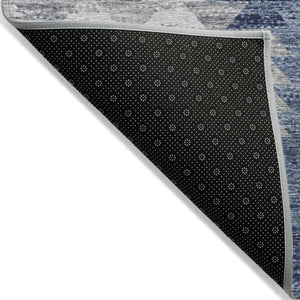 HomeRoots 9' Geometric Indoor-Outdoor Area Rug in Navy and Sky Blue - Durable, Washable, and Stylish Design 9' X 12' 579497