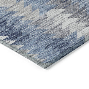 HomeRoots 9' Geometric Indoor-Outdoor Area Rug in Navy and Sky Blue - Durable, Washable, and Stylish Design 9' X 12' 579497