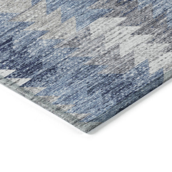 HomeRoots 9' Geometric Indoor-Outdoor Area Rug in Navy and Sky Blue - Durable, Washable, and Stylish Design 9' X 12' 579497