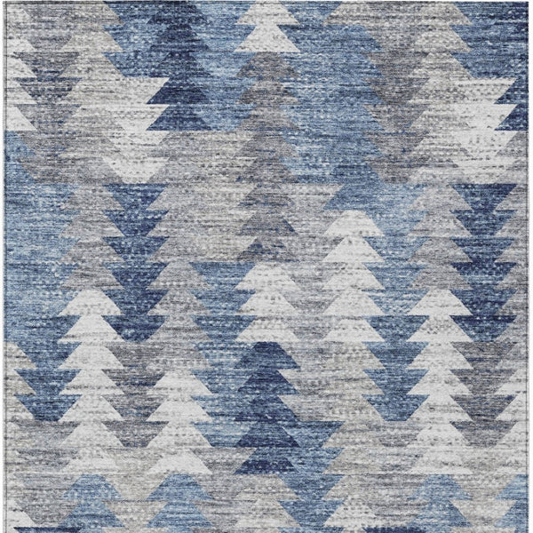 HomeRoots 9' Geometric Indoor-Outdoor Area Rug in Navy and Sky Blue - Durable, Washable, and Stylish Design 9' X 12' 579497