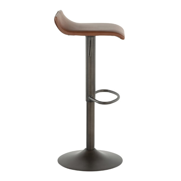 English Elm Barstool Set of 2 Adjustable Swivel Faux Leather Industrial Metal Kitchen Pub B202P222401