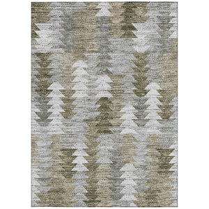 HomeRoots 5' Modern Geometric Washable Area Rug in Brown, Beige, and Gray for Indoor & Outdoor Spaces 5' X 8' 579500